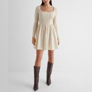 NWT Express Ribbed Square Neck Polplin Mini Dress size M
